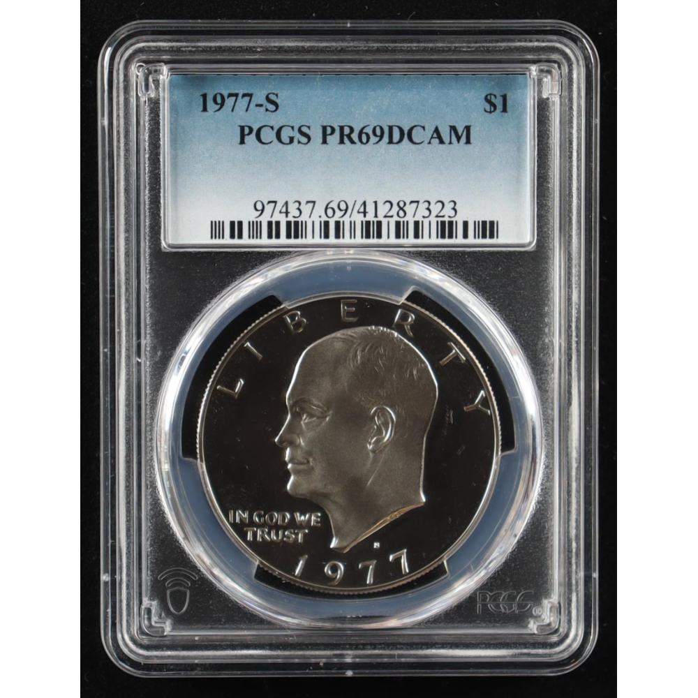 1977-S Eisenhower Silver $1 Dollar - Deep Cameo Proof (PCGS PR69DCAM) at PristineAuction.com