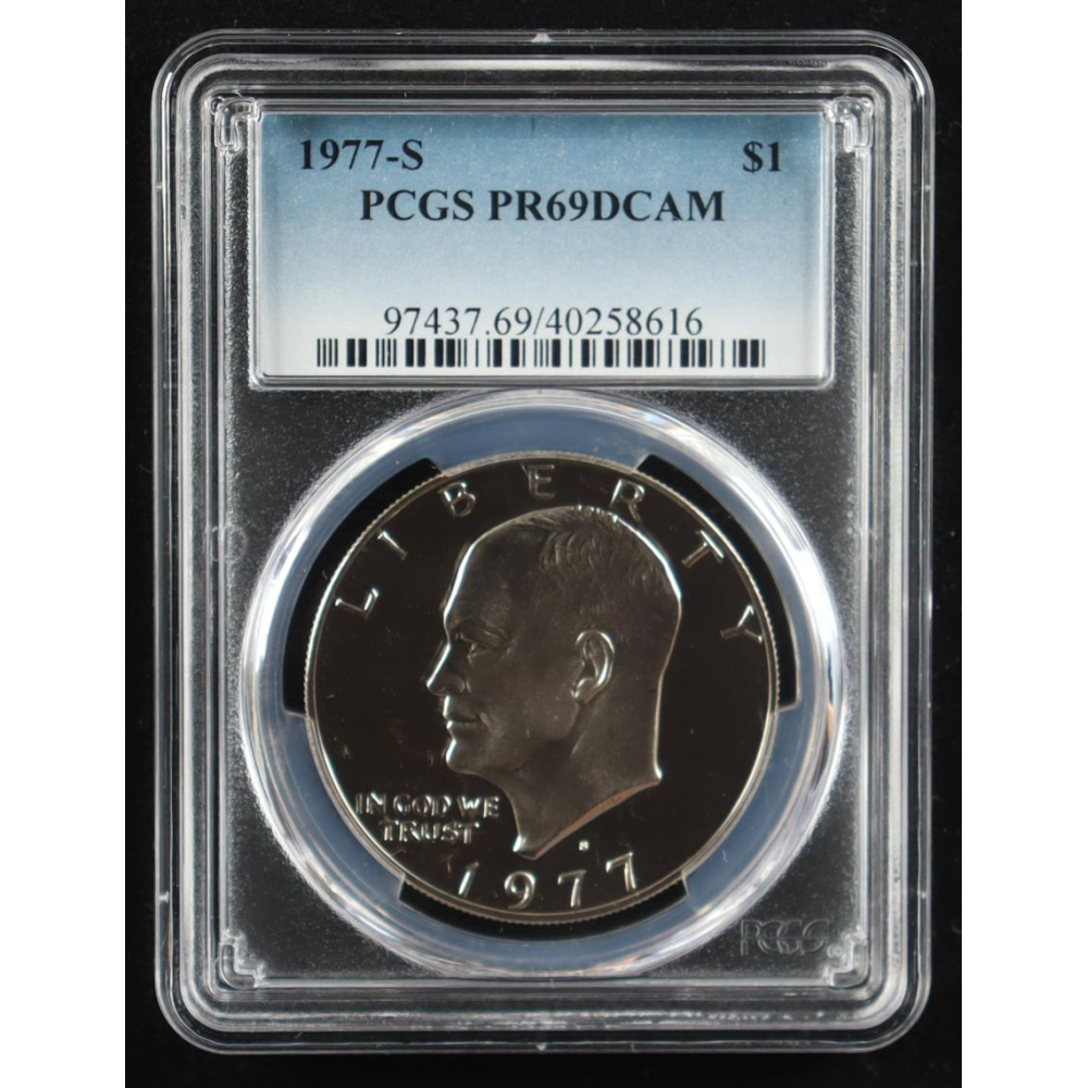 1977-S Eisenhower Silver $1 Dollar - Deep Cameo Proof (PCGS PR69DCAM) at PristineAuction.com