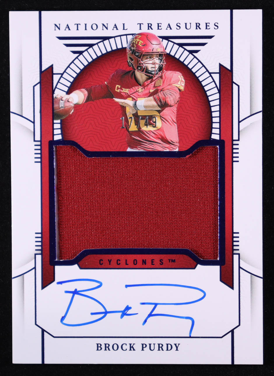 Brock Purdy 2024 Panini National Treasures Collegiate Blue Jersey Autograph #81 #17/49 at PristineAuction.com Brock Purdy 2024 Panini National Treasures Collegiate Blue Jersey Autograph #81 #17/49 at PristineAuction.com