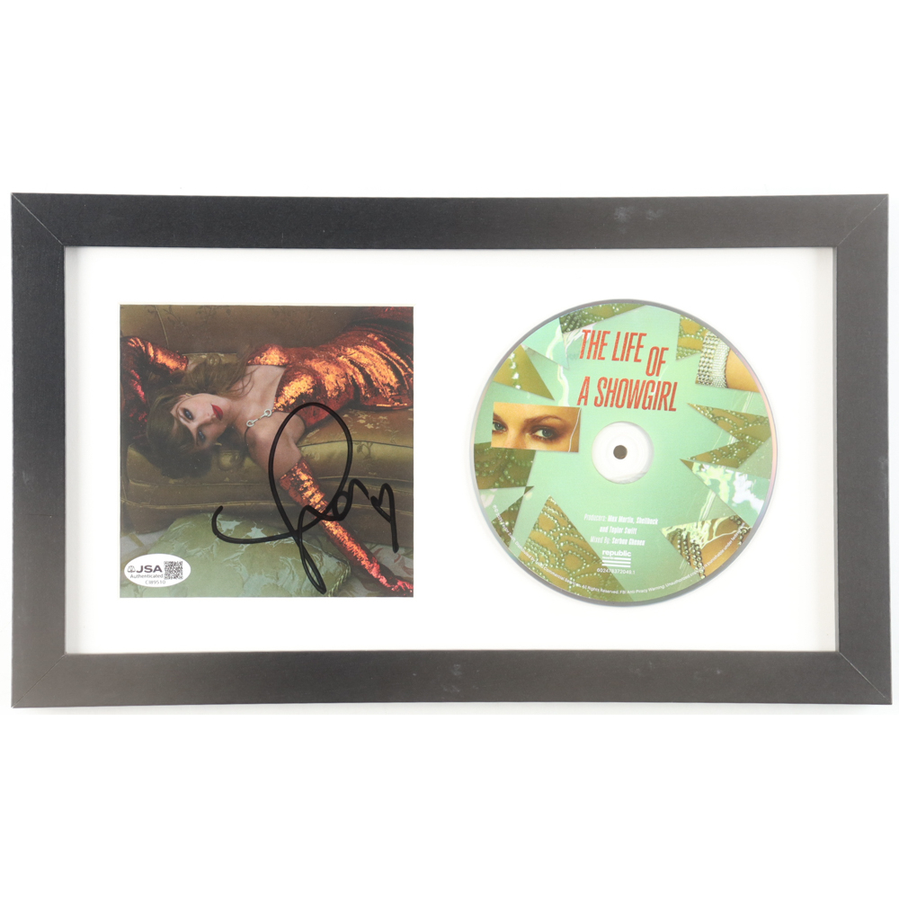 Taylor Swift Signed Custom Framed "The Life of a Showgirl" CD Album Insert Display (JSA) at PristineAuction.com