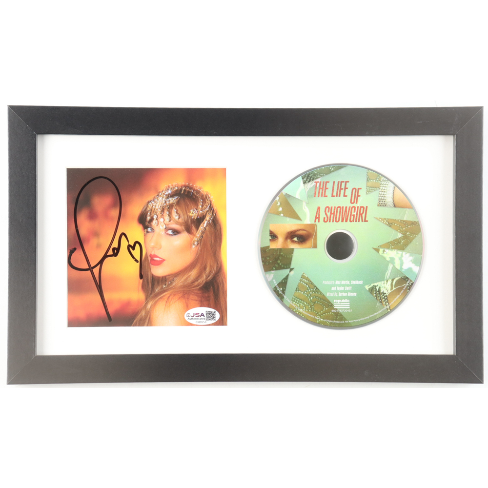Taylor Swift Signed Custom Framed "The Life of a Showgirl" CD Album Insert Display (JSA) at PristineAuction.com