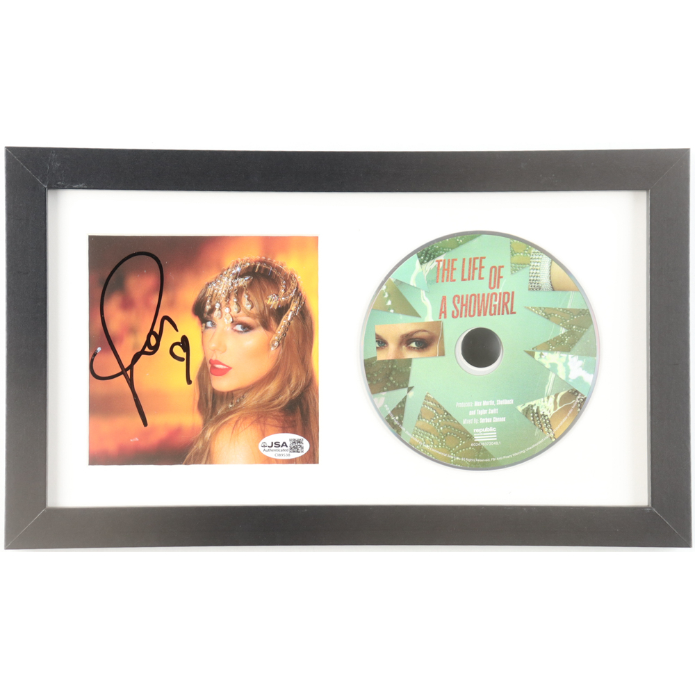 Taylor Swift Signed Custom Framed "The Life of a Showgirl" CD Album Insert Display (JSA) at PristineAuction.com
