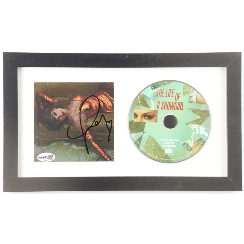 Taylor Swift Signed Custom Framed "The Life of a Showgirl" CD Album Insert Display (JSA) at PristineAuction.com