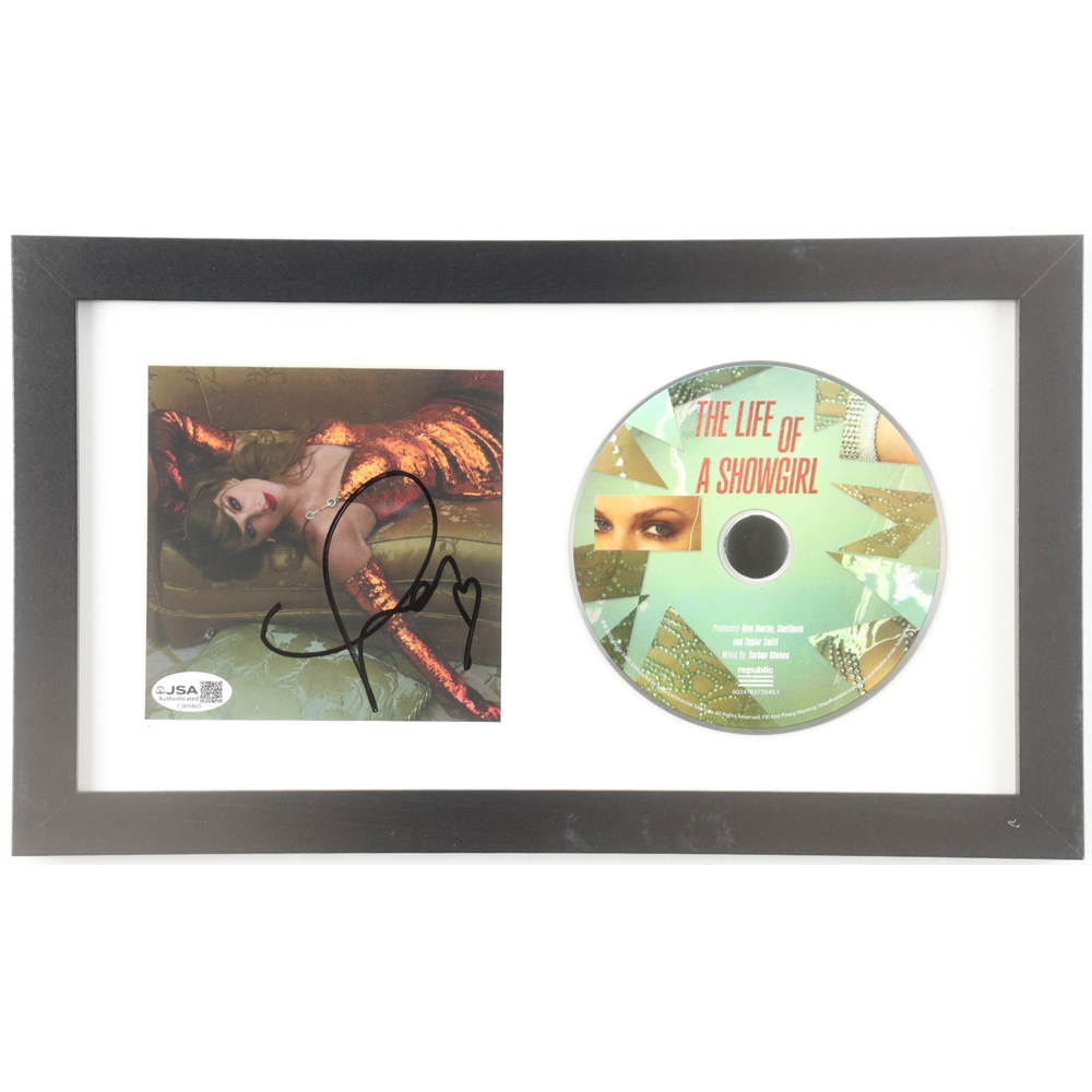 Taylor Swift Signed Custom Framed "The Life of a Showgirl" CD Album Insert Display (JSA) at PristineAuction.com