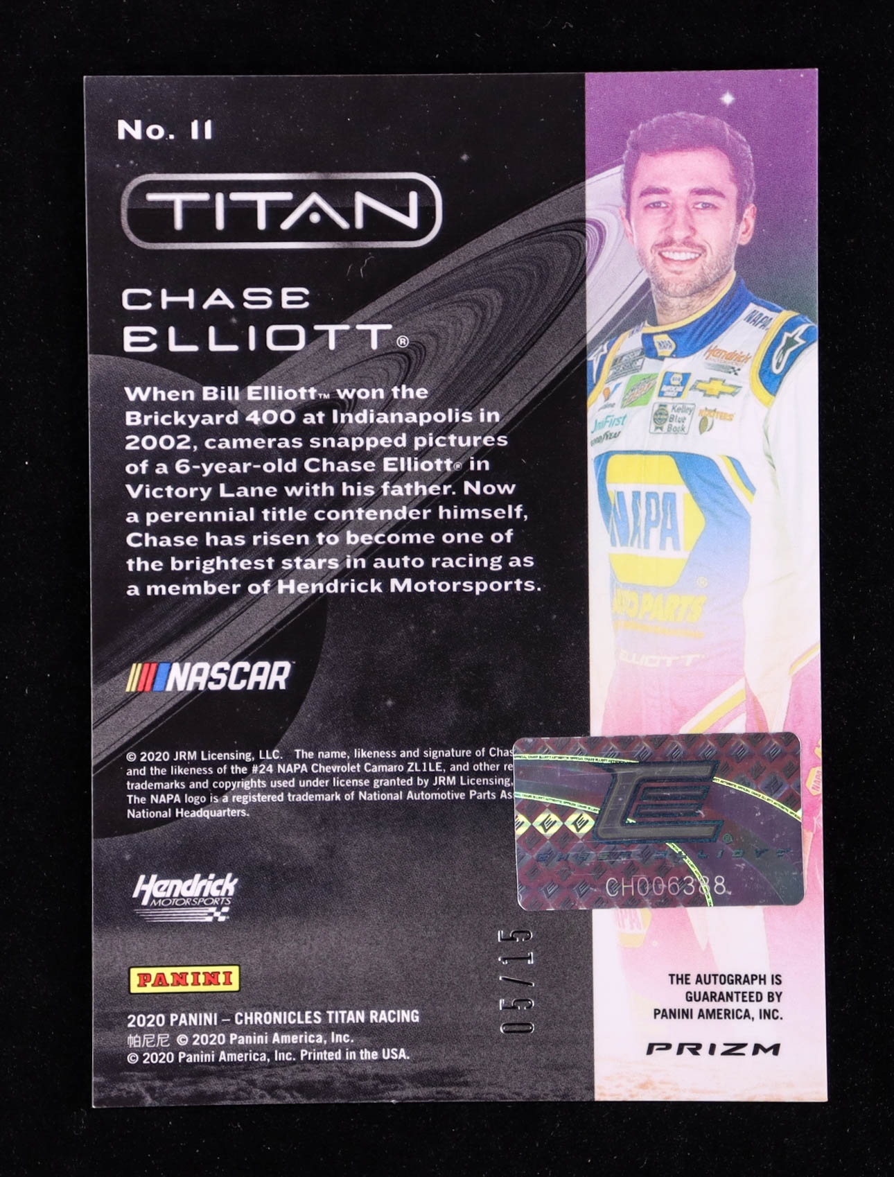 Chase Elliott 2020 Panini Titan Autographs #11 #05/15 at PristineAuction.com Chase Elliott 2020 Panini Titan Autographs #11 #05/15 at PristineAuction.com