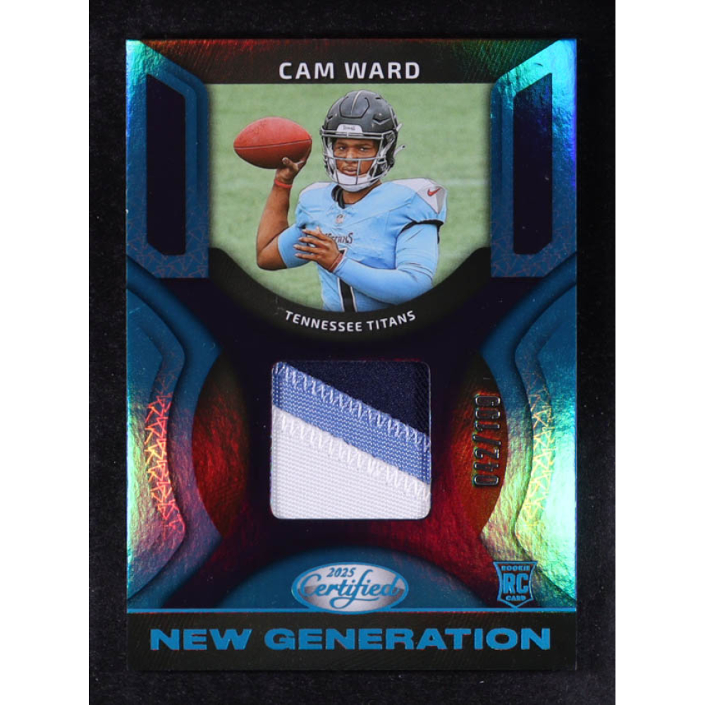 Cam Ward 2025 Certified New Generation Jerseys Mirror Teal #5 #42/199 RC at PristineAuction.com