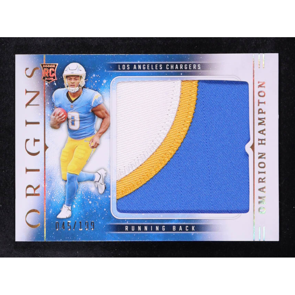 Omarion Hampton 2025 Panini Origins Rookie Jumbo Jerseys #16 #45/199 RC at PristineAuction.com