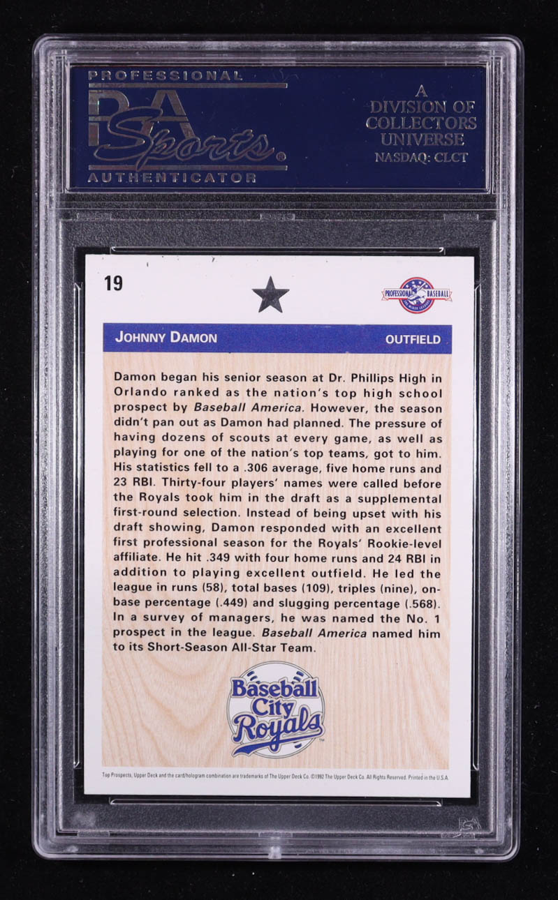 Johnny Damon Signed 1992 Upper Deck Minors #19 (PSA Encapsulated) at PristineAuction.com Johnny Damon Signed 1992 Upper Deck Minors #19 (PSA Encapsulated) at PristineAuction.com