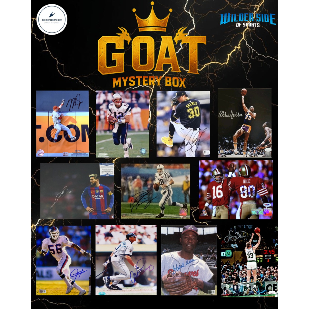 GOAT 8&times;10 Mystery Box Featuring Brady, Skenes, Trout, Manning, Aaron, Bird, Montana, Abdul-Jabbar, O&rsquo;Neal & Many More! at PristineAuction.com