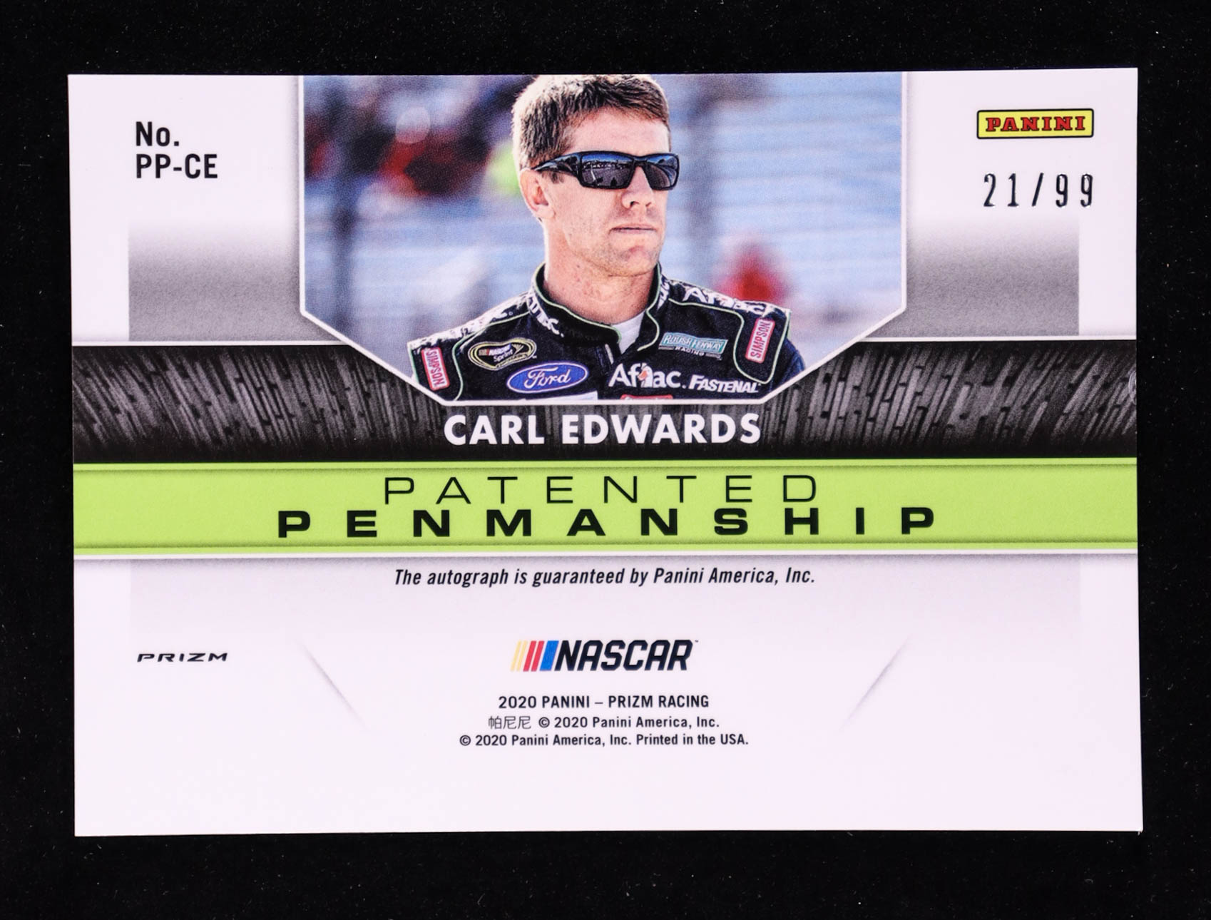 Carl Edwards 2020 Panini Prizm Patented Penmanship Prizms Silver Mosaic #2 #21/99 at PristineAuction.com Carl Edwards 2020 Panini Prizm Patented Penmanship Prizms Silver Mosaic #2 #21/99 at PristineAuction.com
