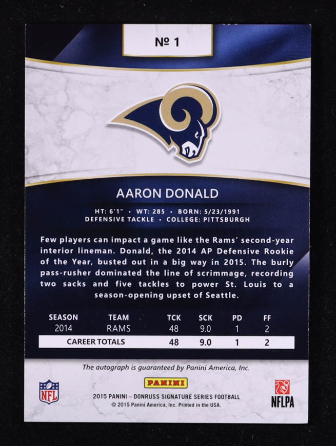 Aaron Donald 2015 Donruss Signature Series #1 at PristineAuction.com Aaron Donald 2015 Donruss Signature Series #1 at PristineAuction.com