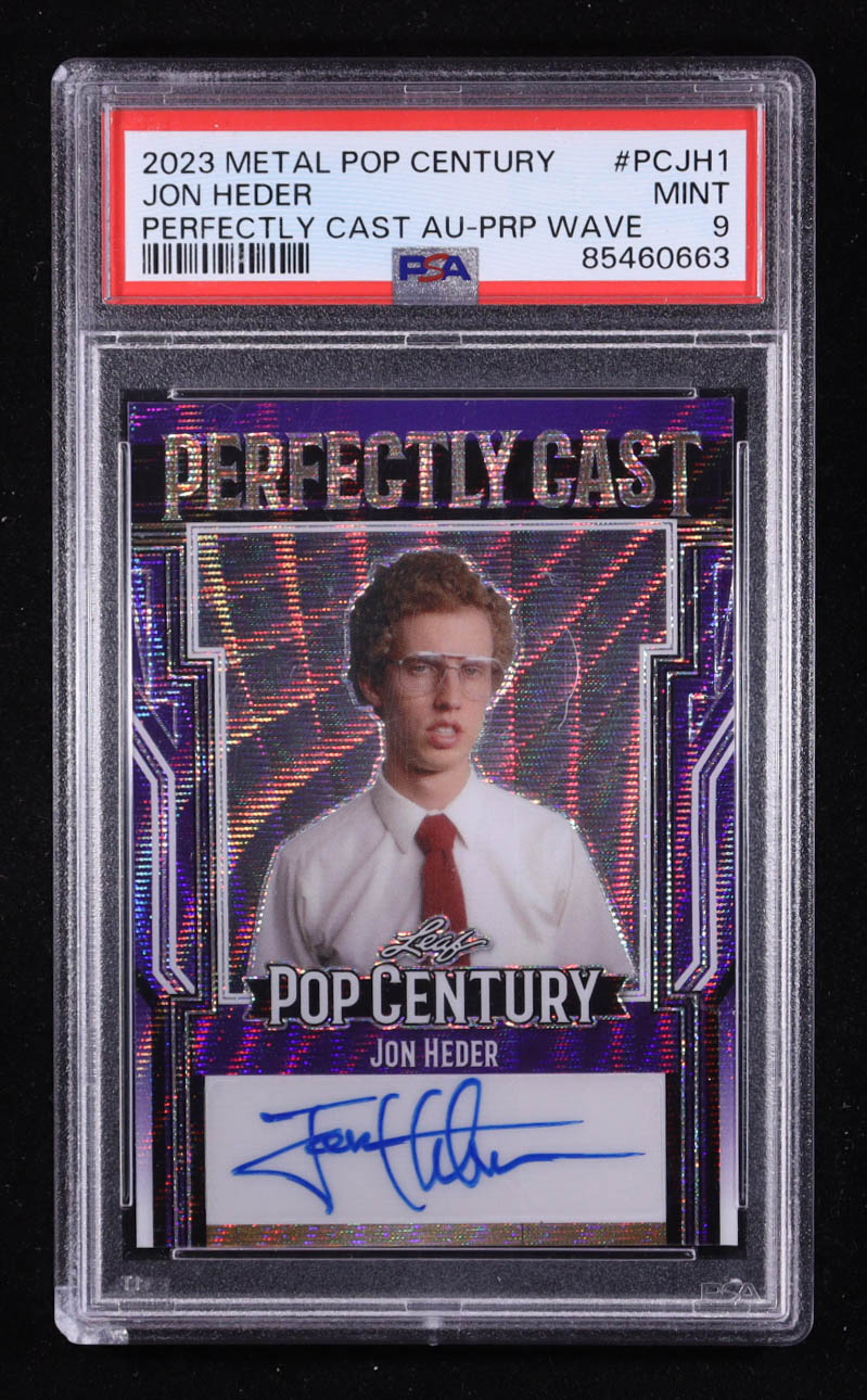 Jon Heder 2023 Leaf Pop Century Metal Perfectly Cast Autographs Wave Purple #PCJH1 #3/6 (PSA 9) at PristineAuction.com Jon Heder 2023 Leaf Pop Century Metal Perfectly Cast Autographs Wave Purple #PCJH1 #3/6 (PSA 9) at PristineAuction.com