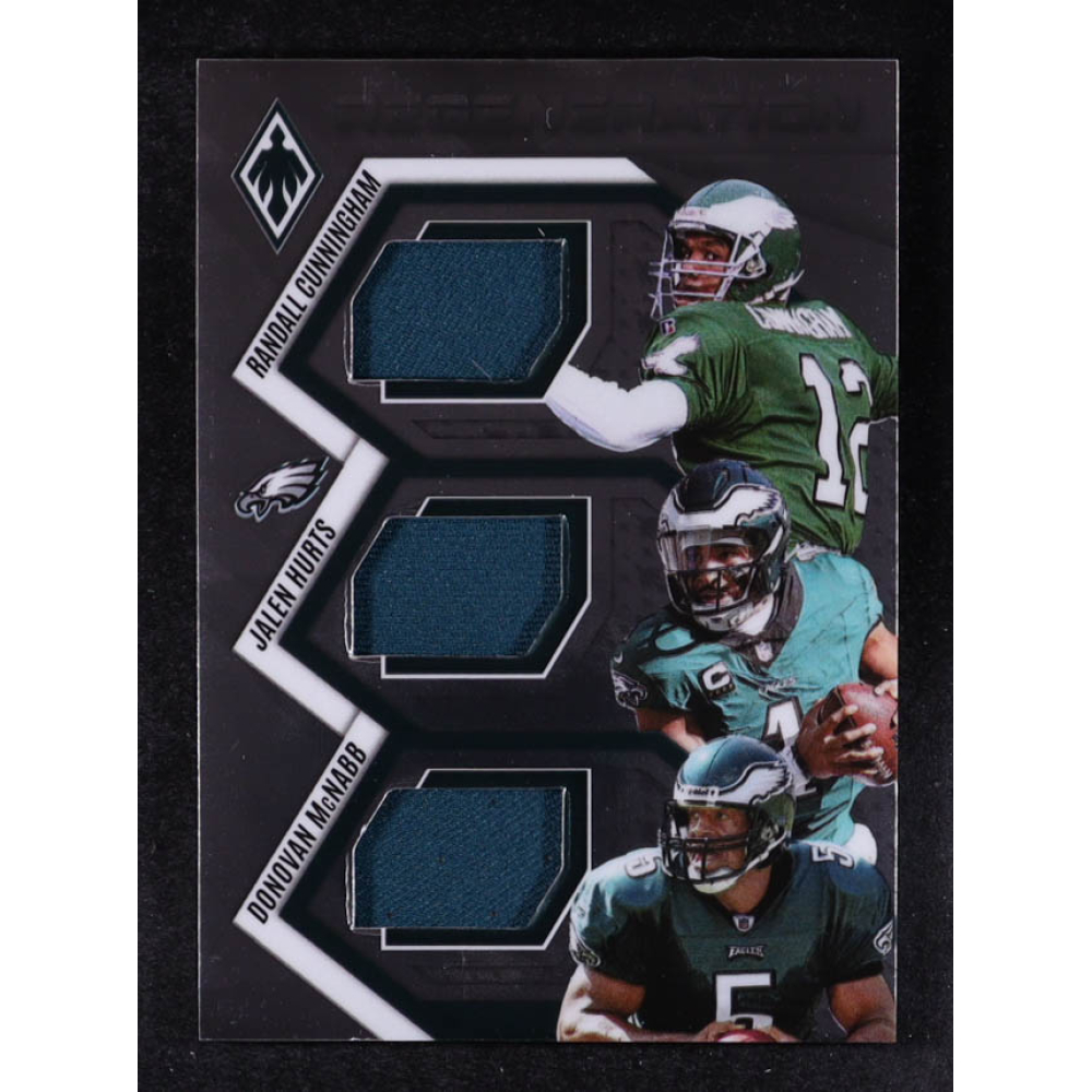 Randall Cunningham / Donovan McNabb / Jalen Hurts 2025 Panini Phoenix Regeneration Jerseys #4 #204/299 at PristineAuction.com