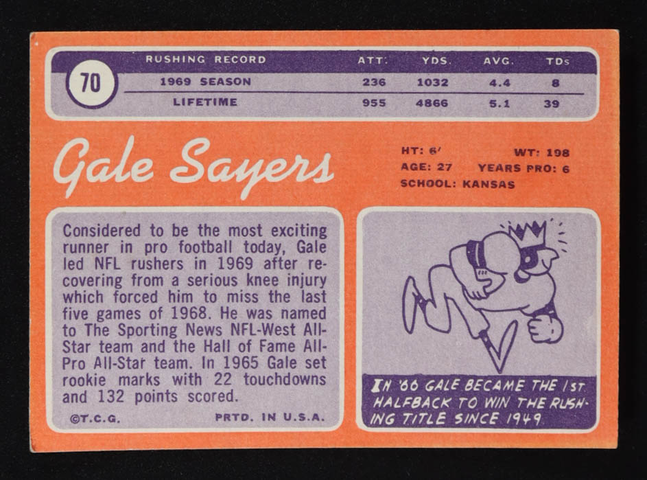 Gale Sayers 1970 Topps #70 at PristineAuction.com Gale Sayers 1970 Topps #70 at PristineAuction.com