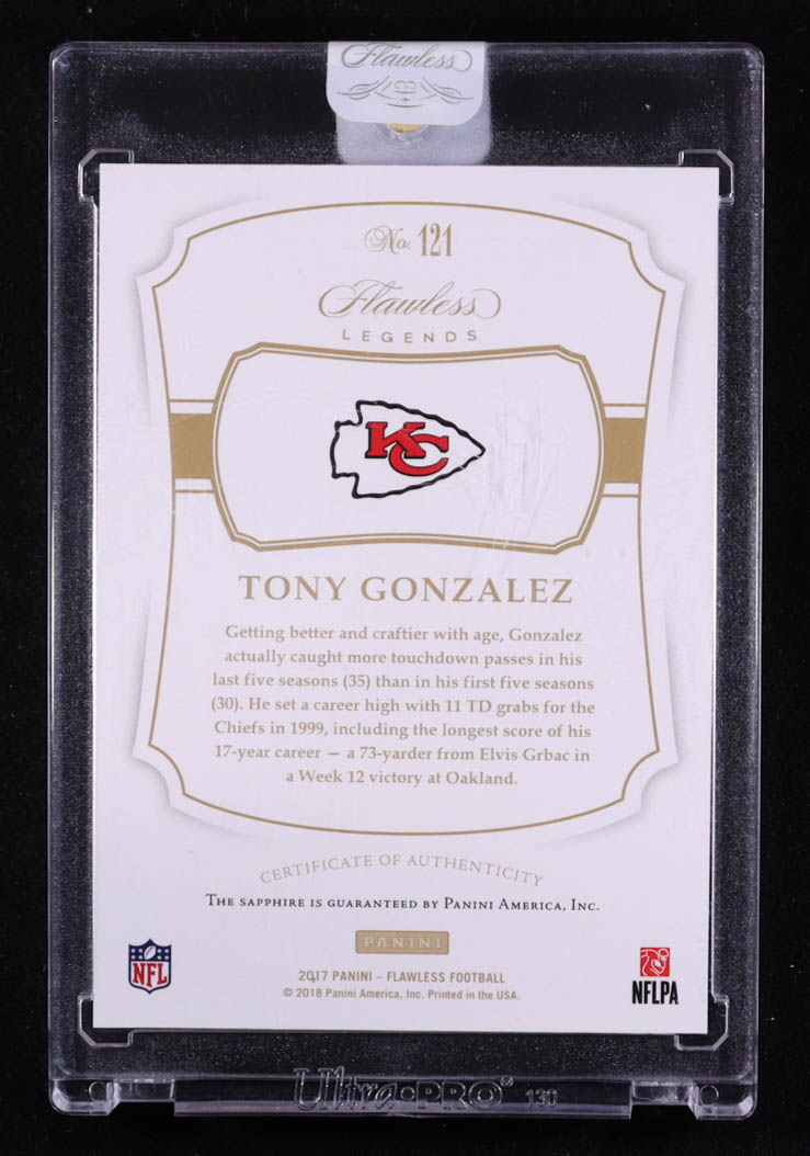 Tony Gonzalez 2017 Panini Flawless Sapphire #121 #04/15 at PristineAuction.com Tony Gonzalez 2017 Panini Flawless Sapphire #121 #04/15 at PristineAuction.com
