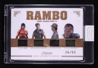 John Rambo / Michael Reed Ericson / Lieutenant Tay / Lt. Col. Podovsky 2024 Keepsake Collection Rambo Premiere Edition Quad Authentic Relics #136 #26/50 at PristineAuction.com