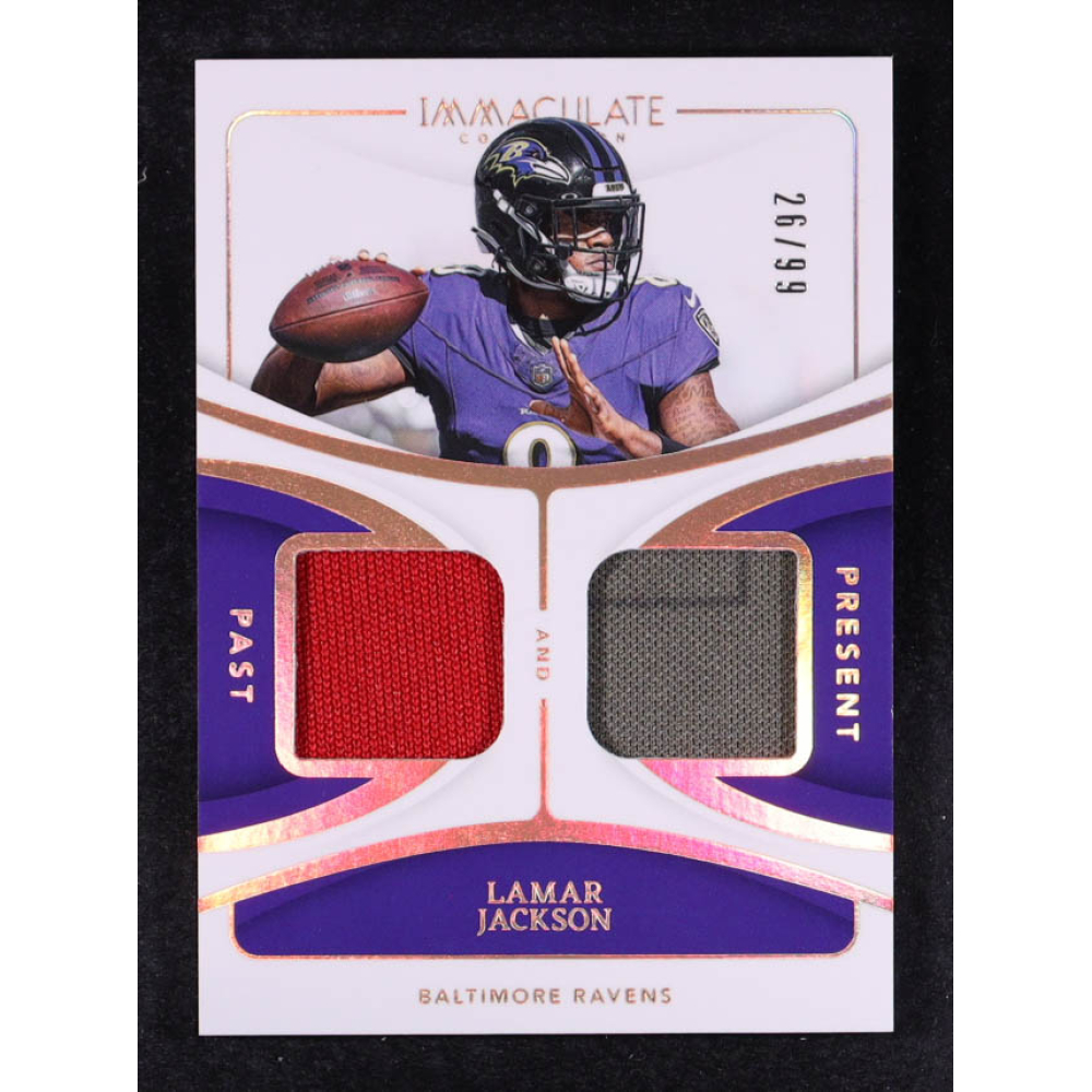 Lamar Jackson 2024 Immaculate Collection Past and Present Materials #10 #26/99 at PristineAuction.com