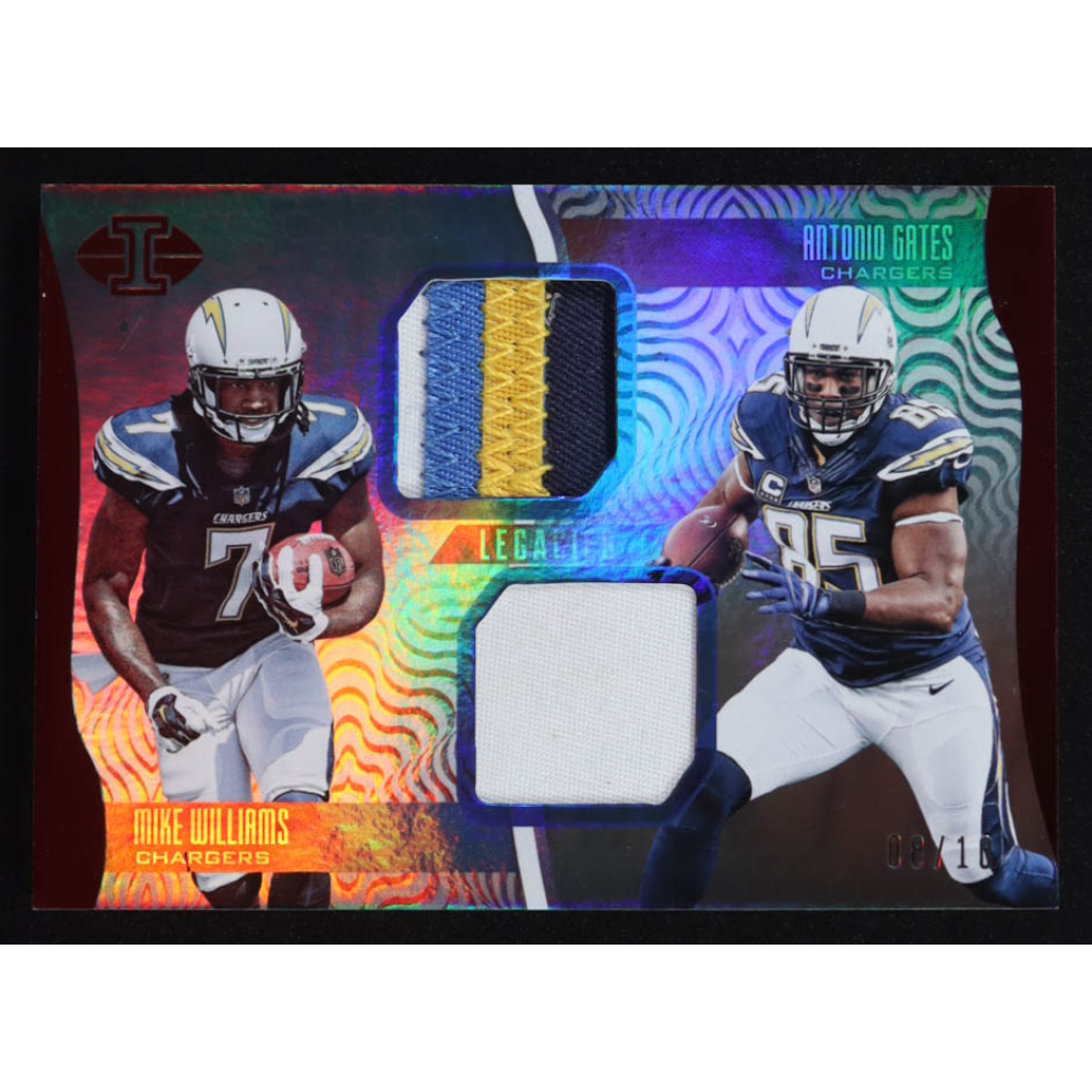 Antonio Gates / Mike Williams 2017 Panini Illusions Legacies Dual Memorabilia Red #14 #8/10 at PristineAuction.com