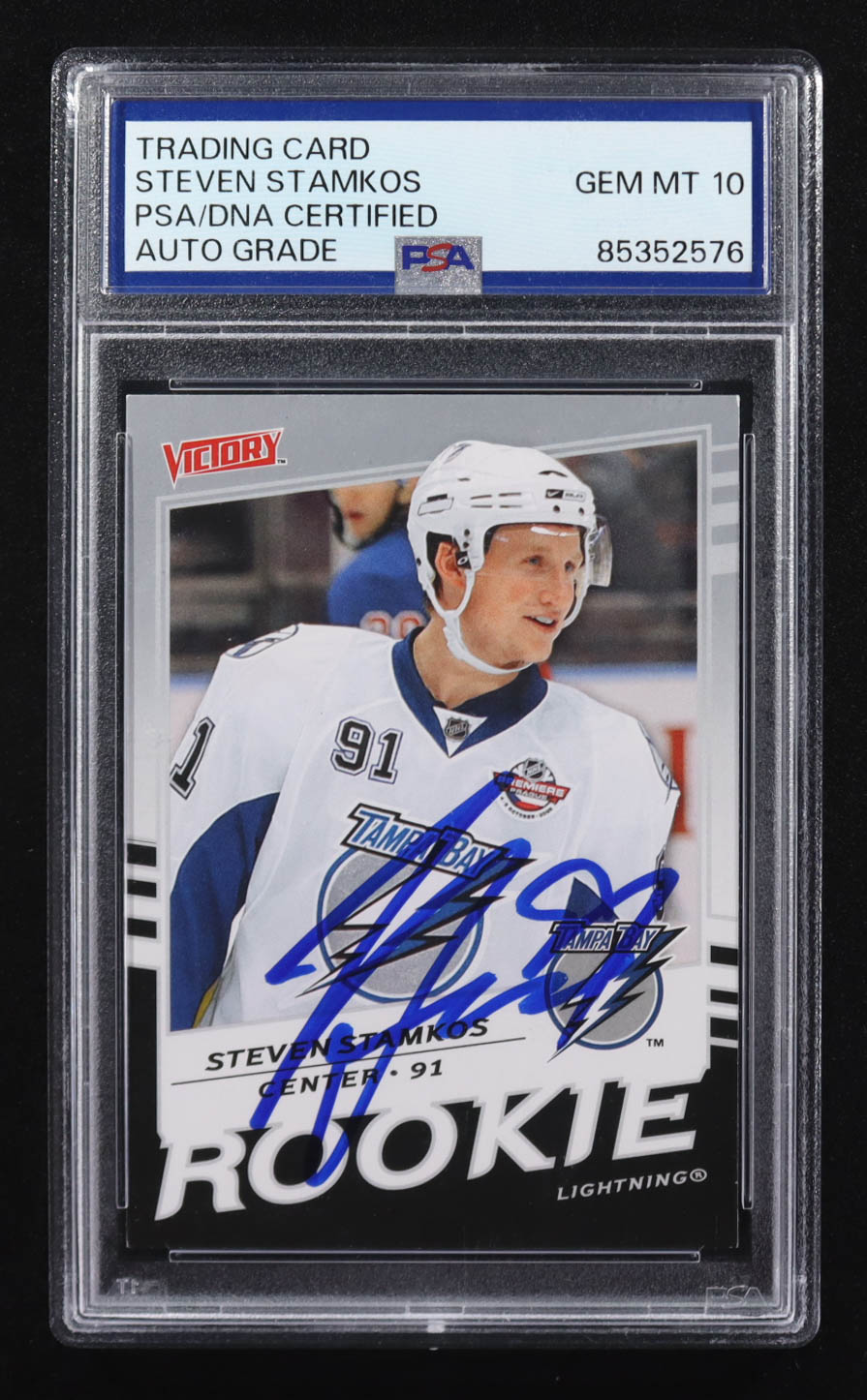 Steven Stamkos Signed 2008-09 Upper Deck Series 2 Victory #350 RC (PSA | Autograph Graded PSA 10) at PristineAuction.com Steven Stamkos Signed 2008-09 Upper Deck Series 2 Victory #350 RC (PSA | Autograph Graded PSA 10) at PristineAuction.com