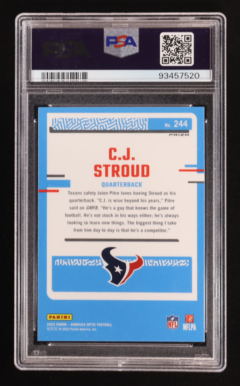 CJ Stroud 2023 Donruss Optic Purple Shock #244 RR RC (PSA 9) at PristineAuction.com CJ Stroud 2023 Donruss Optic Purple Shock #244 RR RC (PSA 9) at PristineAuction.com