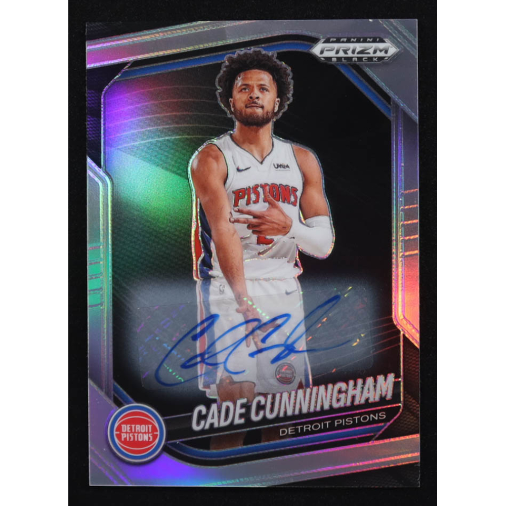 Cade Cunningham 2024-25 Panini Prizm Black Autographs Prizms Silver #8 at PristineAuction.com