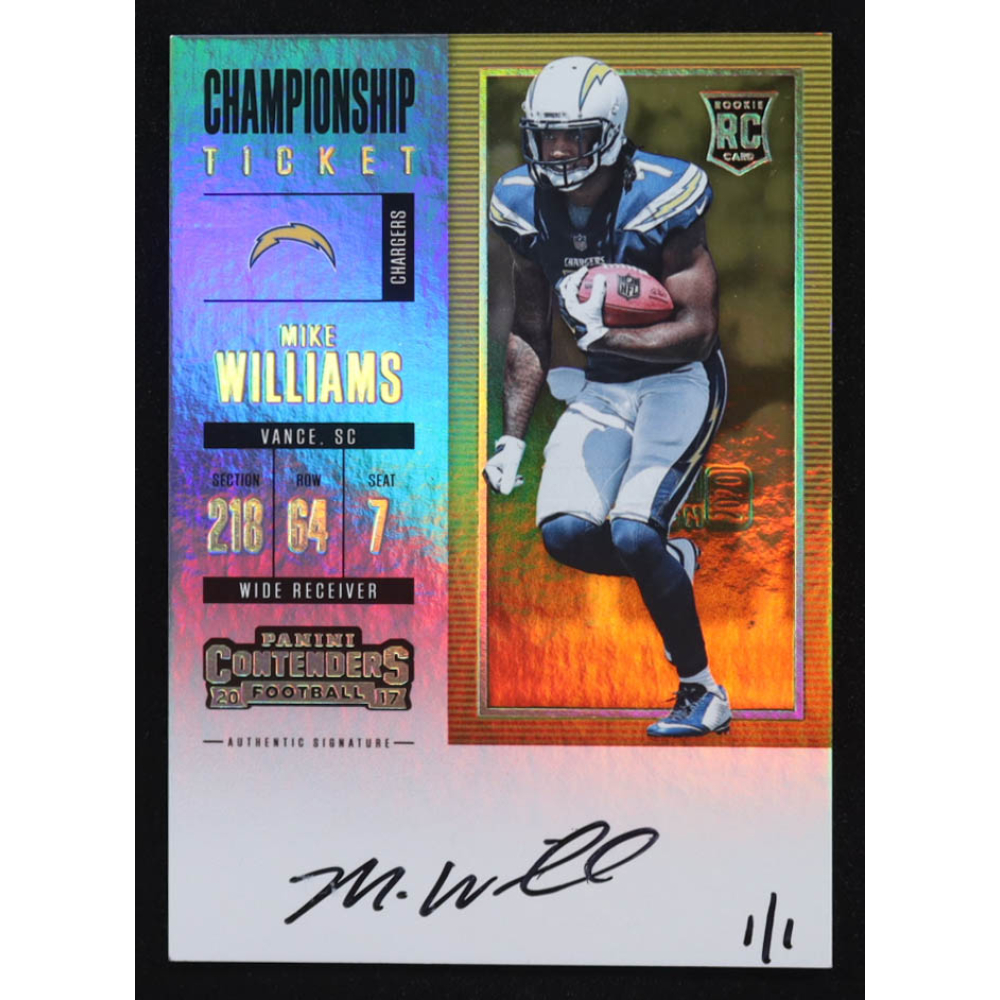 Mike Williams 2017 Panini Contenders Championship Ticket #325 #1/1 RC at PristineAuction.com