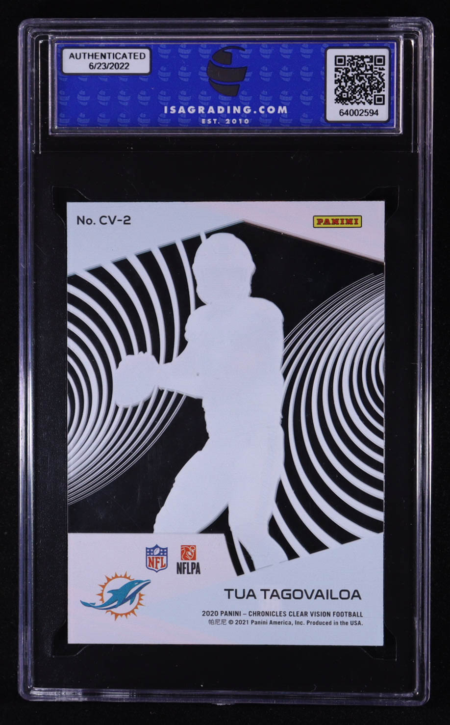 Tua Tagovailoa 2020 Panini Chronicles Clear Vision #CV-2 RC (ISA 9) at PristineAuction.com Tua Tagovailoa 2020 Panini Chronicles Clear Vision #CV-2 RC (ISA 9) at PristineAuction.com