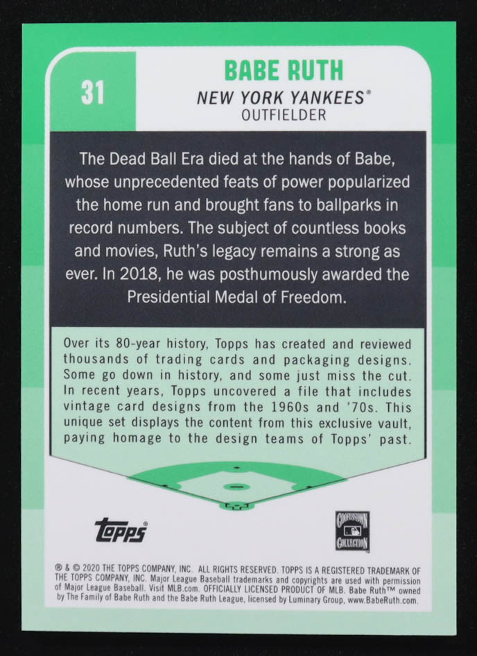 Babe Ruth 2020 Topps Brooklyn Collection Blue #31 #31/40 at PristineAuction.com Babe Ruth 2020 Topps Brooklyn Collection Blue #31 #31/40 at PristineAuction.com