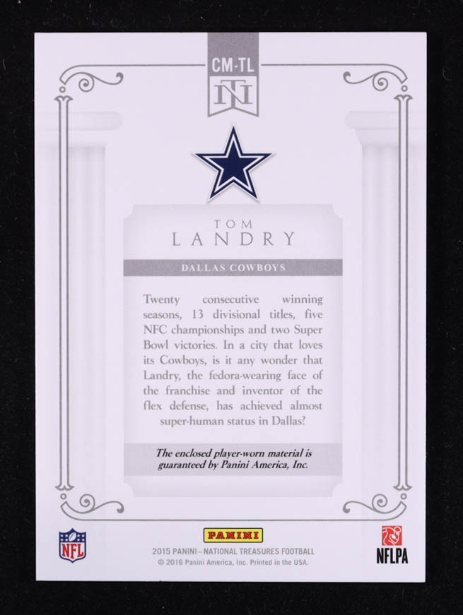 Tom Landry 2015 Panini National Treasures Century Materials #CMTL #51/99 at PristineAuction.com Tom Landry 2015 Panini National Treasures Century Materials #CMTL #51/99 at PristineAuction.com