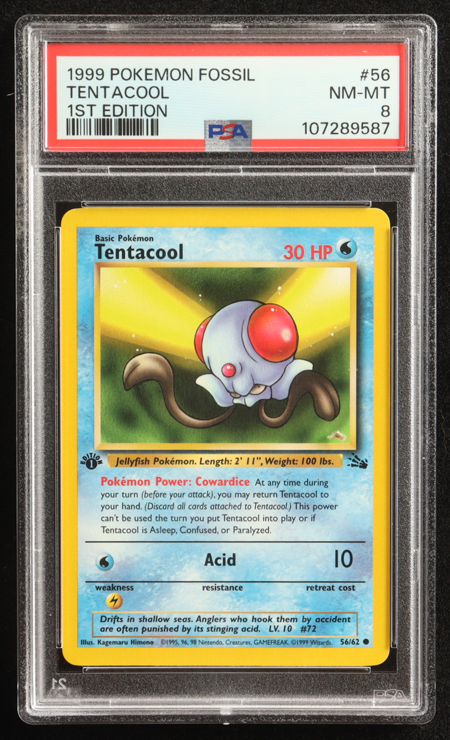 Tentacool 1999 Pokemon Fossil #56 (PSA 8) at PristineAuction.com Tentacool 1999 Pokemon Fossil #56 (PSA 8) at PristineAuction.com