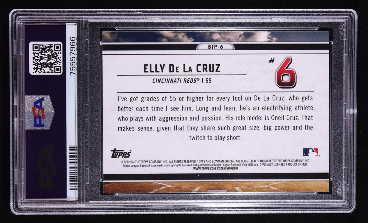 Elly De La Cruz 2023 Bowman Scout's Top 100 #BTP-6 RC (PSA 10) at PristineAuction.com Elly De La Cruz 2023 Bowman Scout's Top 100 #BTP-6 RC (PSA 10) at PristineAuction.com