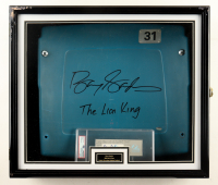 Barry Sanders Signed Lions Custom Framed Shadowbox Stadium Seatback & NFL Ticket Display Inscribed "The Lion King" & "Last NFL Home Game" (Schwartz & PSA) at PristineAuction.com