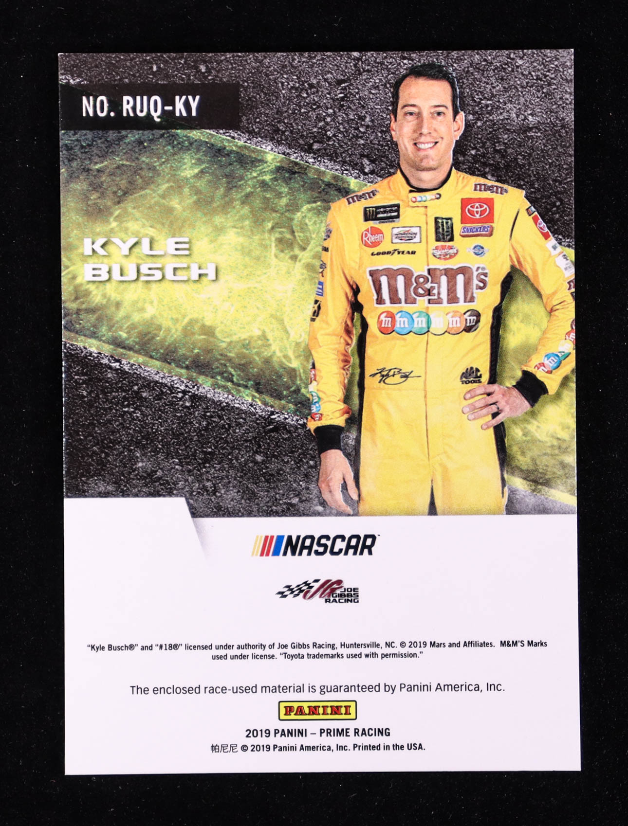Kyle Busch 2019 Panini Prime Race Used Quads Tires Black #10 #07/10 at PristineAuction.com Kyle Busch 2019 Panini Prime Race Used Quads Tires Black #10 #07/10 at PristineAuction.com