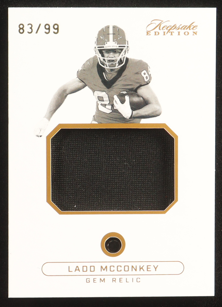 Ladd McConkey 2024 Keepsake Edition Gem Relic #297 #83/99 RC at PristineAuction.com Ladd McConkey 2024 Keepsake Edition Gem Relic #297 #83/99 RC at PristineAuction.com