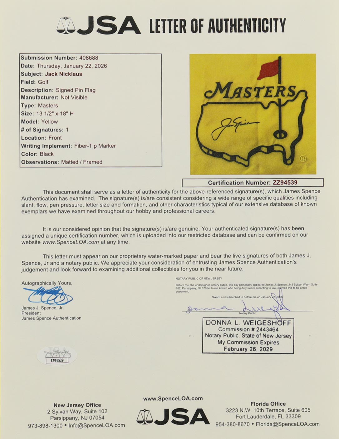 Jack Nicklaus Signed Custom Framed Masters Tournament Golf Pin Flag Display (JSA) at PristineAuction.com Jack Nicklaus Signed Custom Framed Masters Tournament Golf Pin Flag Display (JSA) at PristineAuction.com