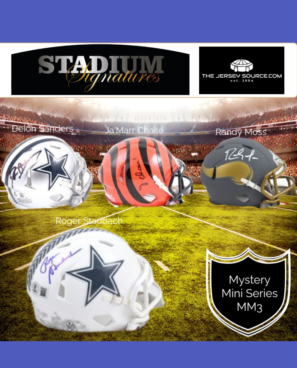 Jersey Source Presents: Stadium Signatures Mini Helmet Mystery Box Series 3 at PristineAuction.com Jersey Source Presents: Stadium Signatures Mini Helmet Mystery Box Series 3 at PristineAuction.com