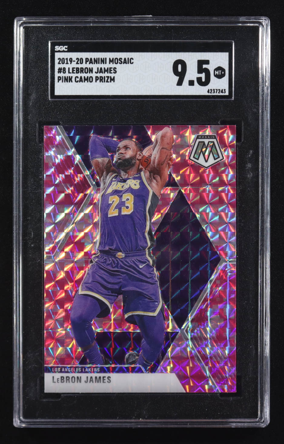 Lebron James 2019-20 Panini Mosaic Pink Camo Prizm #8 (SGC 9.5) at PristineAuction.com Lebron James 2019-20 Panini Mosaic Pink Camo Prizm #8 (SGC 9.5) at PristineAuction.com
