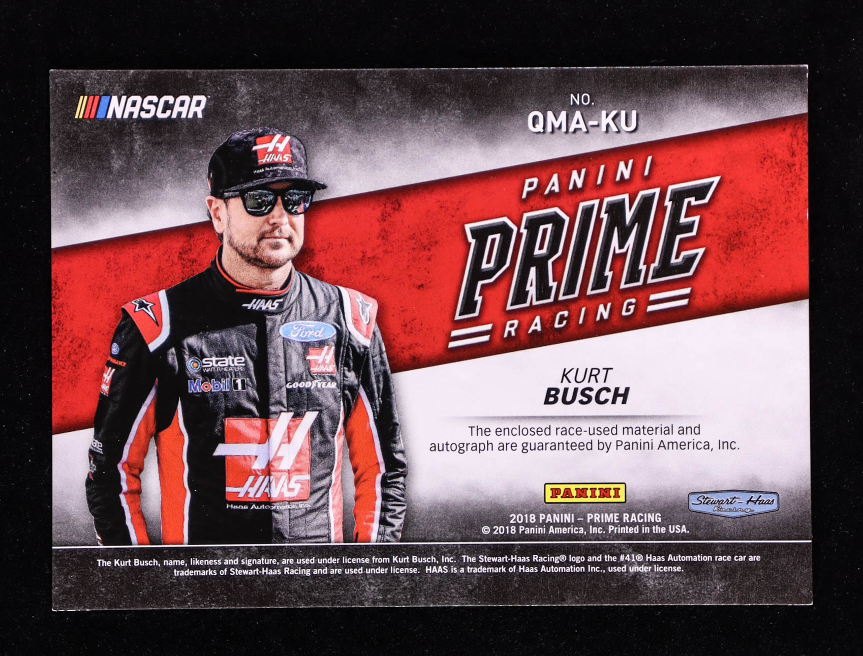 Kurt Busch 2018 Panini Prime Quad Material Autographs Holo Gold #1 #21/50 at PristineAuction.com Kurt Busch 2018 Panini Prime Quad Material Autographs Holo Gold #1 #21/50 at PristineAuction.com