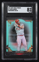 Bryce Harper 2022 Topps Triple Threads Aquamarine #11 #145/150 (SGC 8) at PristineAuction.com