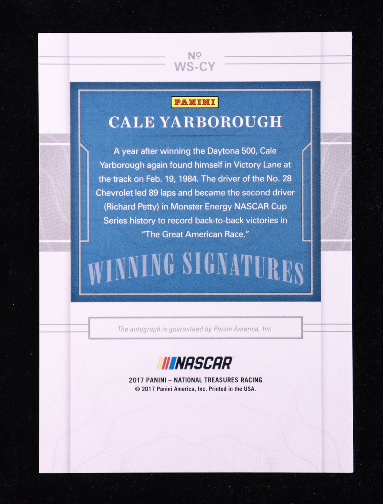 Cale Yarborough 2017 Panini National Treasures Winning Signatures Holo Silver #3 #07/20 at PristineAuction.com Cale Yarborough 2017 Panini National Treasures Winning Signatures Holo Silver #3 #07/20 at PristineAuction.com