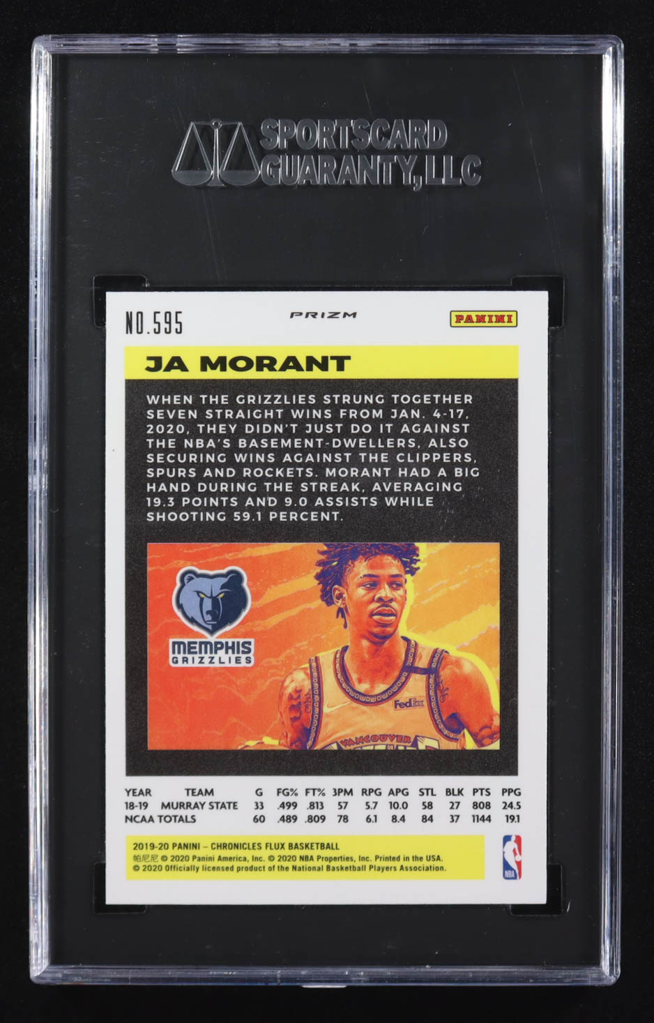 Ja Morant 2019-20 Panini Chronicles Flux Silver Prizm #595 RC (SGC 9.5) at PristineAuction.com Ja Morant 2019-20 Panini Chronicles Flux Silver Prizm #595 RC (SGC 9.5) at PristineAuction.com