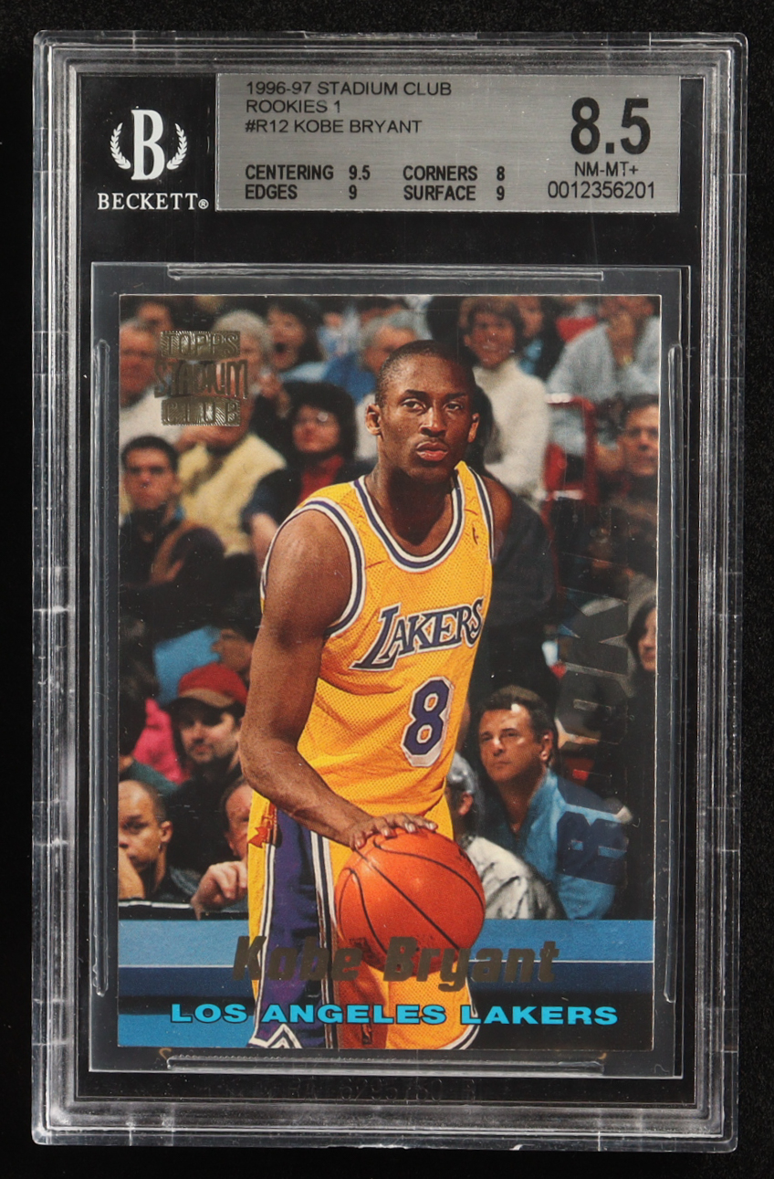 Kobe Bryant 1996-97 Stadium Club Rookies 1 #R12 RC (BGS 8.5) at PristineAuction.com Kobe Bryant 1996-97 Stadium Club Rookies 1 #R12 RC (BGS 8.5) at PristineAuction.com
