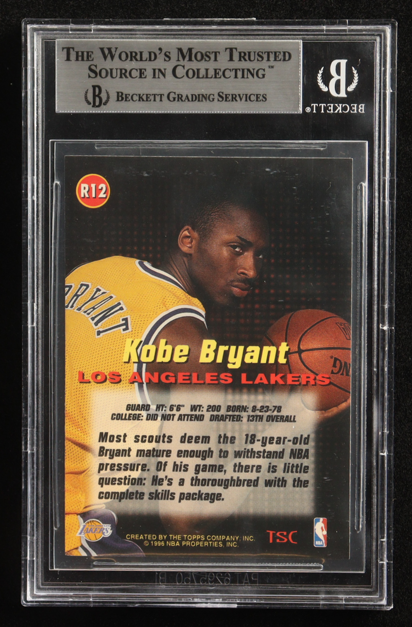Kobe Bryant 1996-97 Stadium Club Rookies 1 #R12 RC (BGS 8.5) at PristineAuction.com Kobe Bryant 1996-97 Stadium Club Rookies 1 #R12 RC (BGS 8.5) at PristineAuction.com