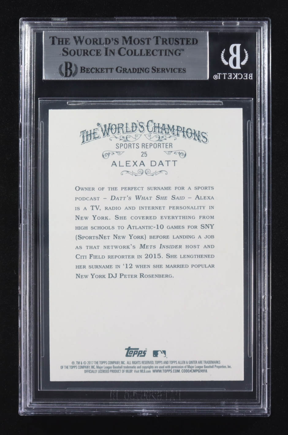 Alexa Datt Signed 2017 Topps Allen & Ginter #25 (BGS) at PristineAuction.com Alexa Datt Signed 2017 Topps Allen & Ginter #25 (BGS) at PristineAuction.com