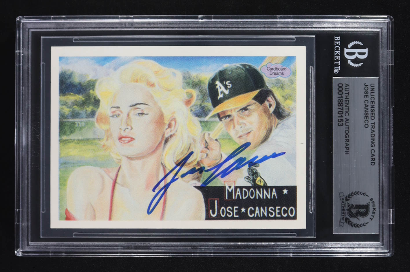 Jose Canseco / Madonna Signed Unlicensed Trading Card (BGS) at PristineAuction.com Jose Canseco / Madonna Signed Unlicensed Trading Card (BGS) at PristineAuction.com