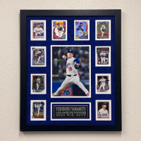 Yoshinobu Yamamoto Dodgers Custom Framed Photo Display with (10) Trading Cards at PristineAuction.com
