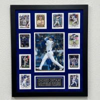 Shohei Ohtani Dodgers Custom Framed Photo Display with (10) Trading Cards at PristineAuction.com