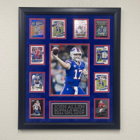 Josh Allen Bills Custom Framed Photo Display with (10) Trading Cards at PristineAuction.com