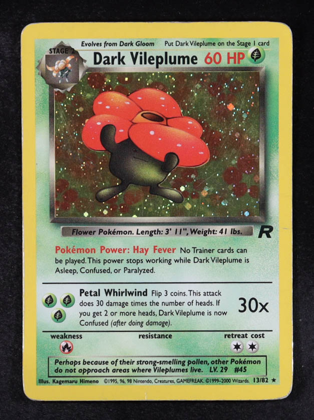 Dark Vileplume 2000 Pokemon Team Rocket Unlimited #13 Holo at PristineAuction.com Dark Vileplume 2000 Pokemon Team Rocket Unlimited #13 Holo at PristineAuction.com