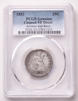 1853 Seated Liberty Silver Quarter Arrows and Rays (PCGS VF Details) at PristineAuction.com